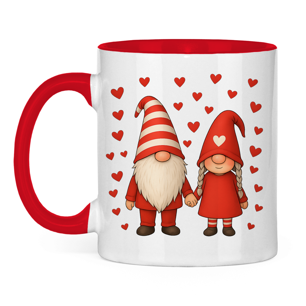Tasse zweifarbig Wichtel Hand in Hand Valentinstag