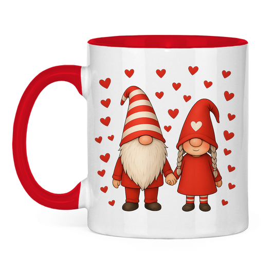 Tasse zweifarbig Wichtel Hand in Hand Valentinstag