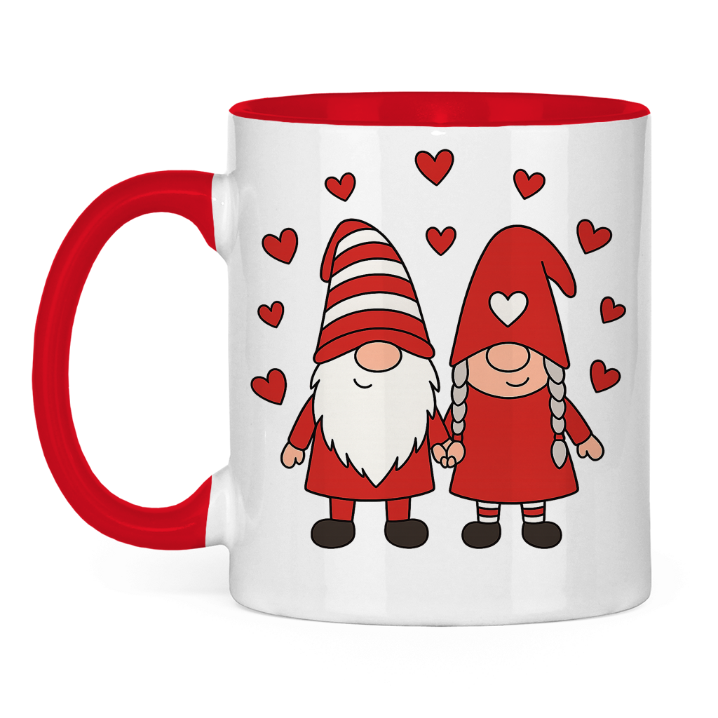 Tasse zweifarbig Wichtel Hand in Hand Valentinstag 2