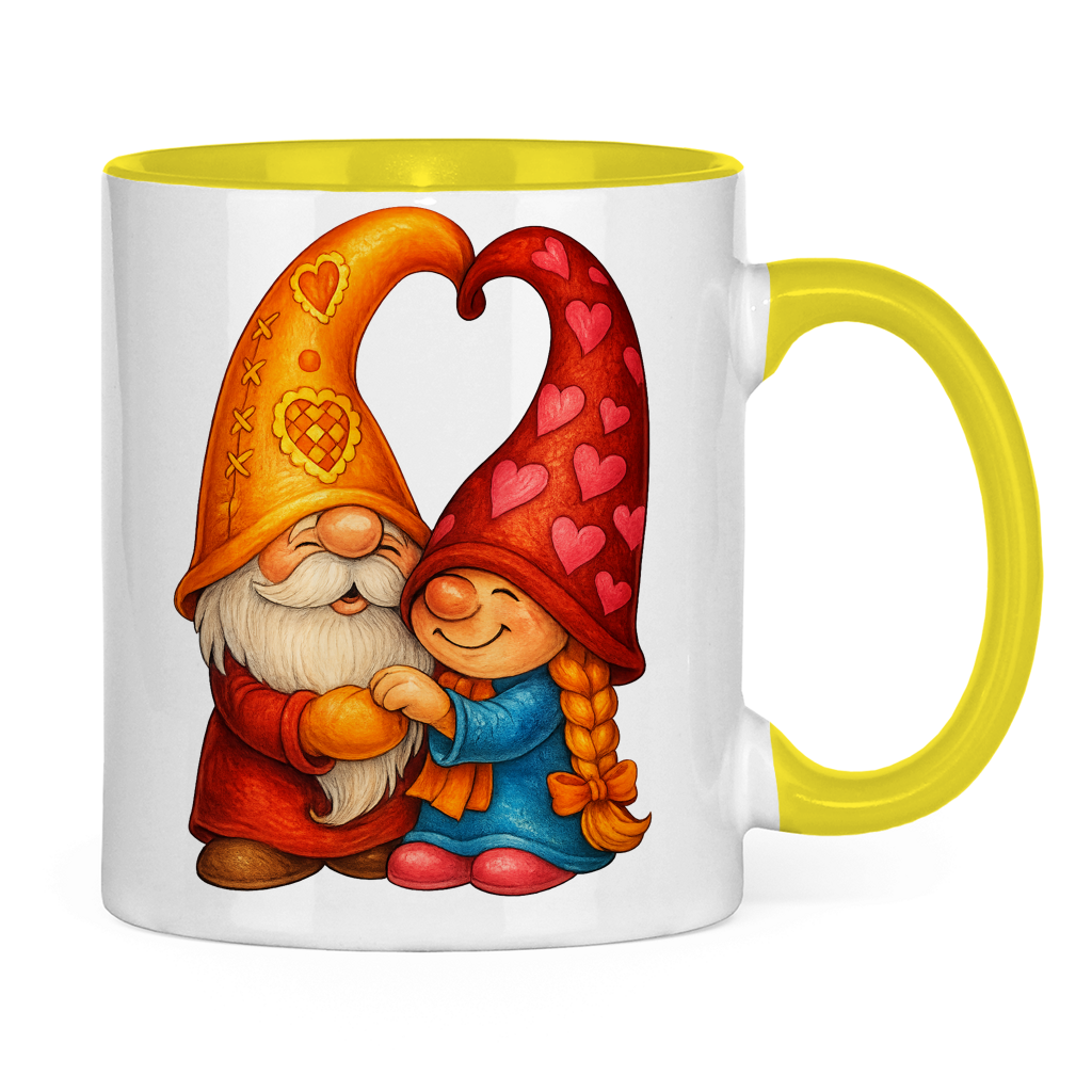 Tasse zweifarbig Wichtelpaar kuscheln