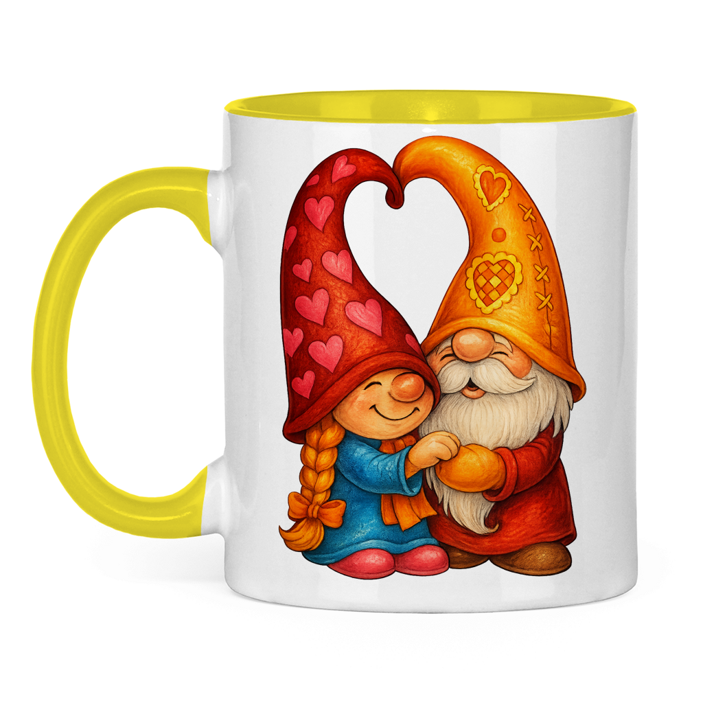 Tasse zweifarbig Wichtelpaar kuscheln