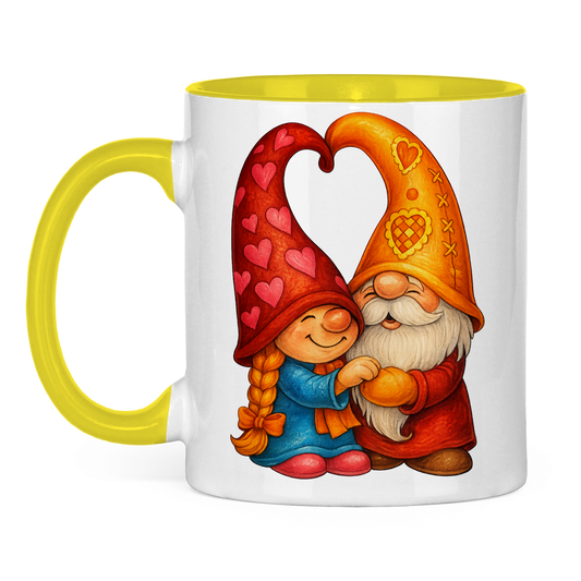 Tasse zweifarbig Wichtelpaar kuscheln