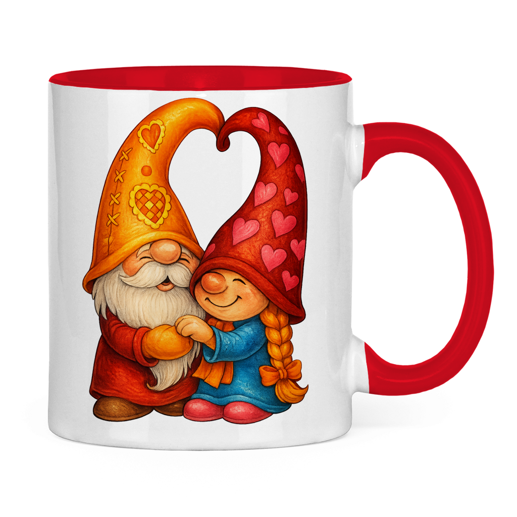 Tasse zweifarbig Wichtelpaar kuscheln