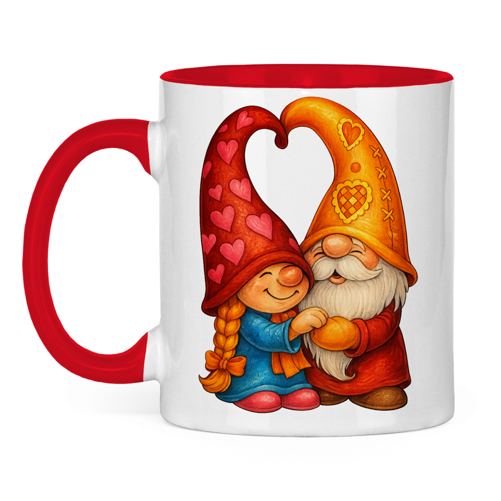 Tasse zweifarbig Wichtelpaar kuscheln