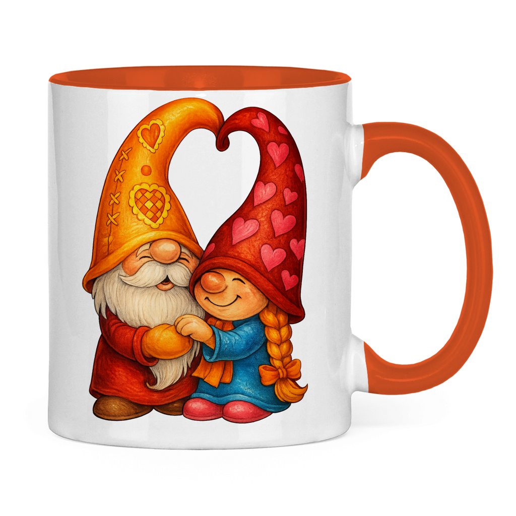Tasse zweifarbig Wichtelpaar kuscheln