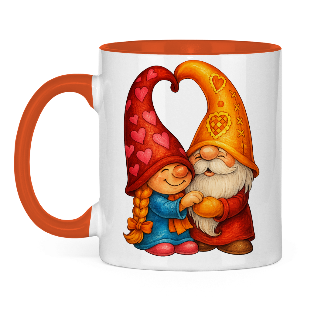 Tasse zweifarbig Wichtelpaar kuscheln