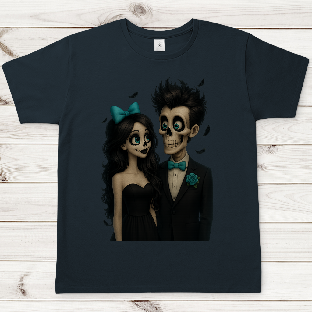 Herren T-Shirt Skelett Paar Federregen