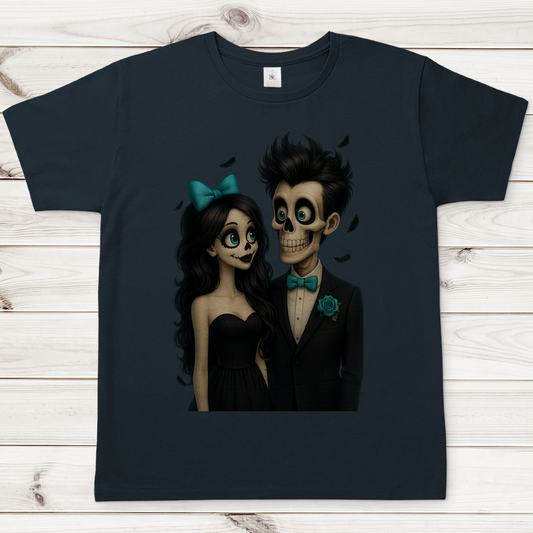 Herren T-Shirt Skelett Paar Federregen