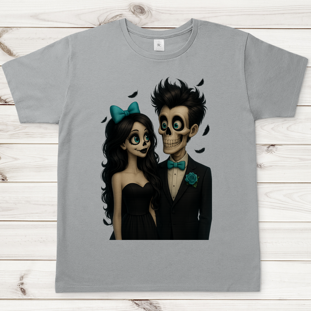 Herren T-Shirt Skelett Paar Federregen