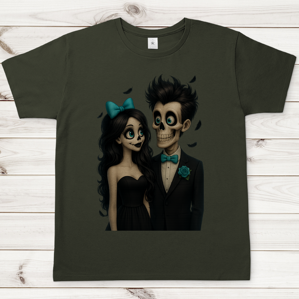 Herren T-Shirt Skelett Paar Federregen