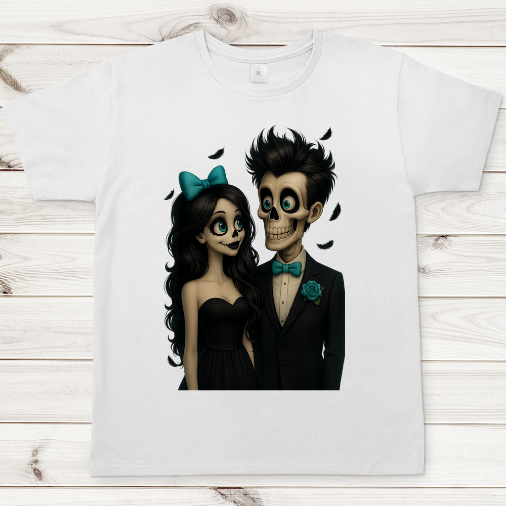 Herren T-Shirt Skelett Paar Federregen