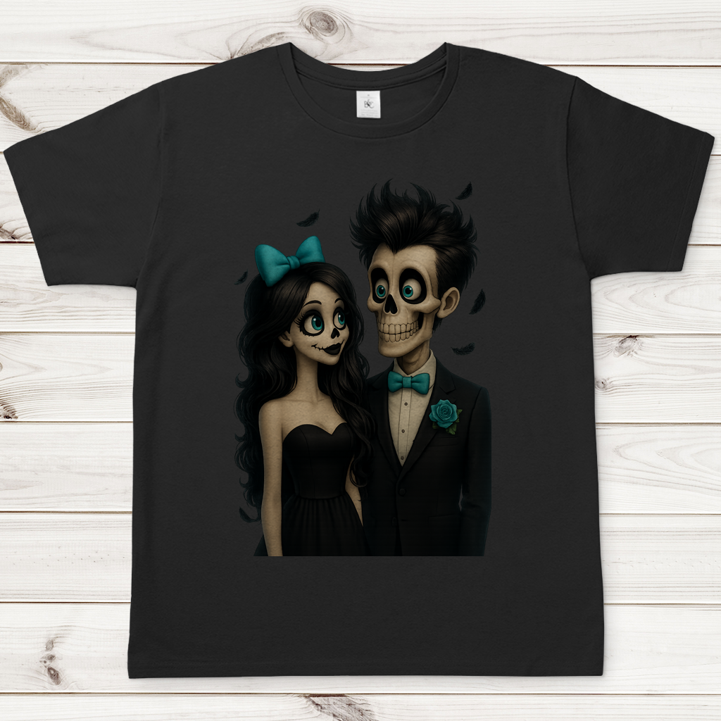 Herren T-Shirt Skelett Paar Federregen
