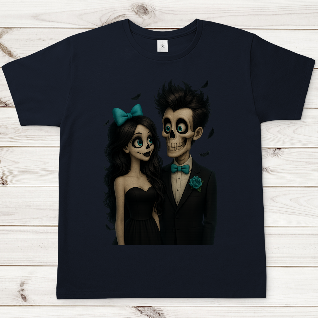 Herren T-Shirt Skelett Paar Federregen