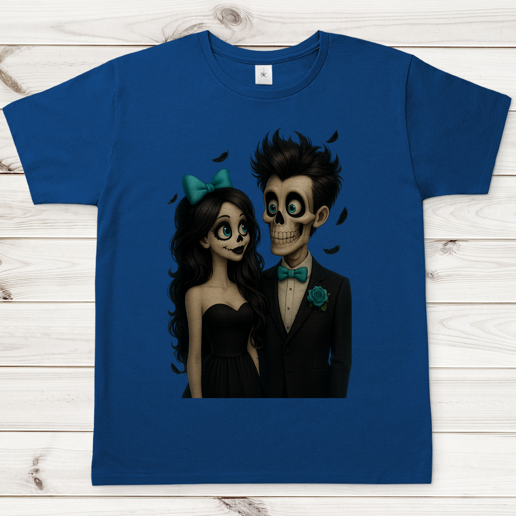 Herren T-Shirt Skelett Paar Federregen