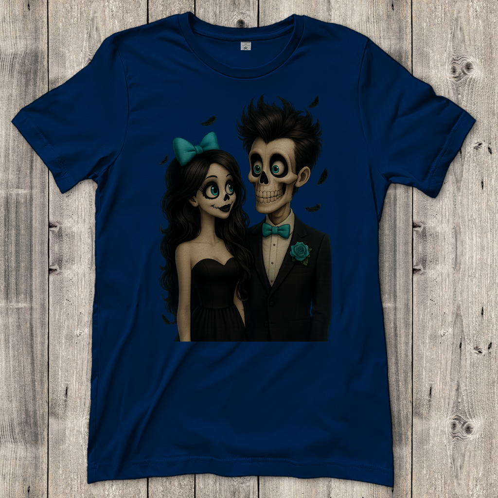 Damen T-Shirt Skelett Paar Federregen