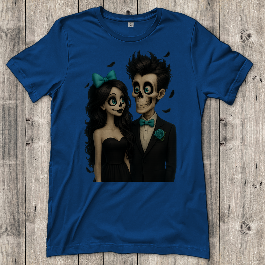 Damen T-Shirt Skelett Paar Federregen