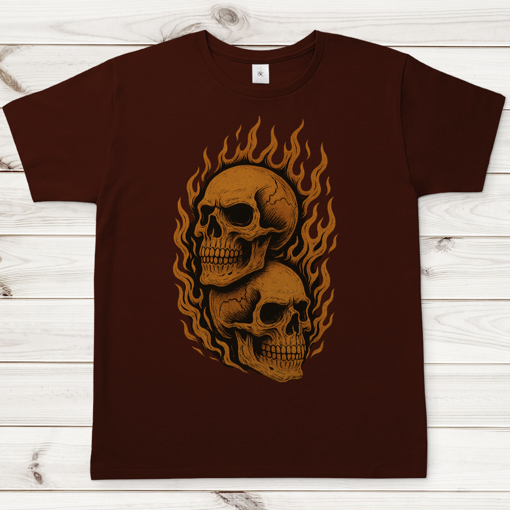 Herren T-Shirt Schädel in Flammen