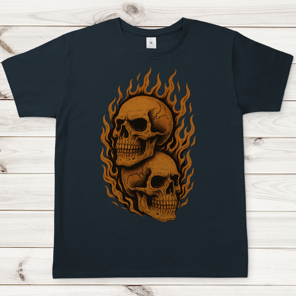 Herren T-Shirt Schädel in Flammen