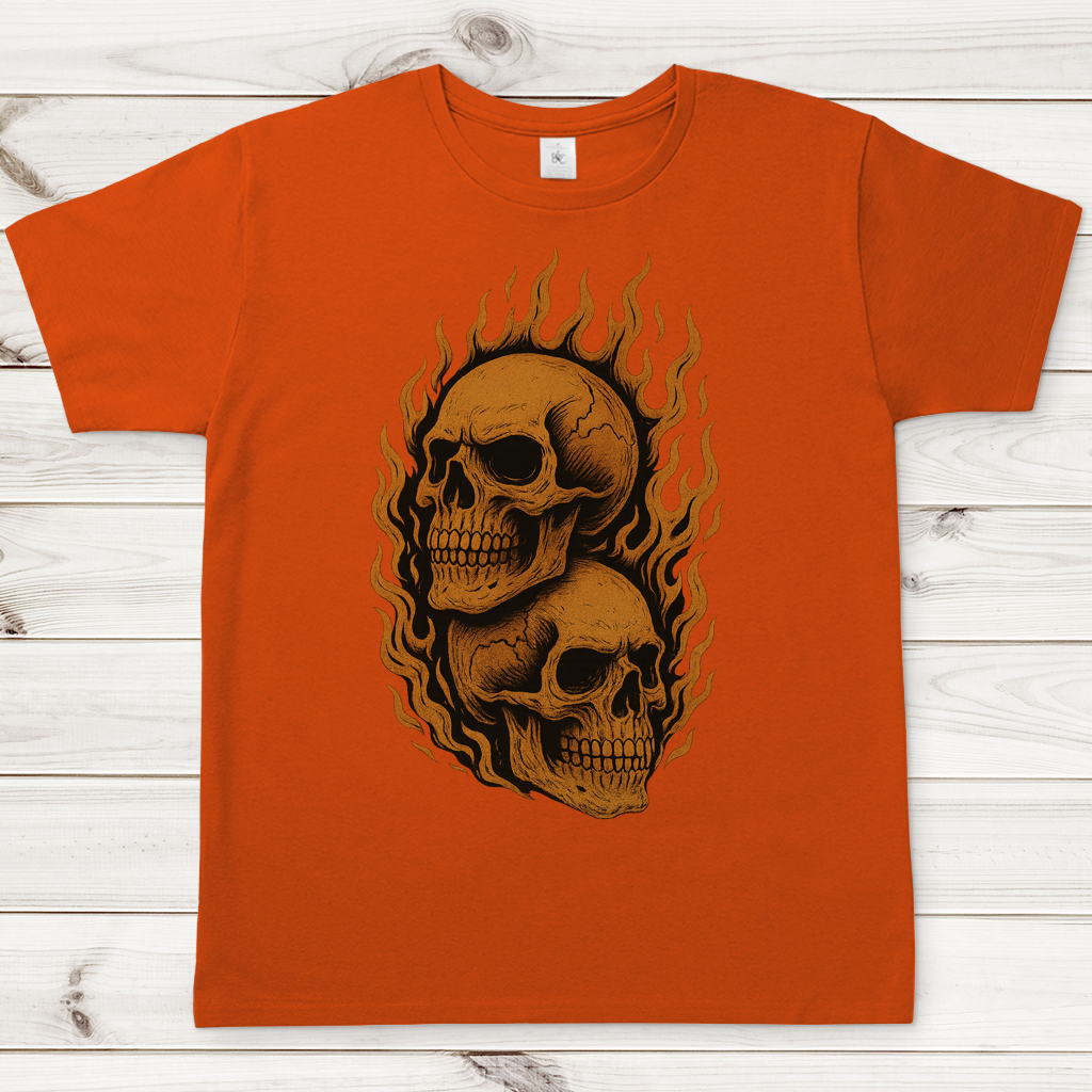 Herren T-Shirt Schädel in Flammen