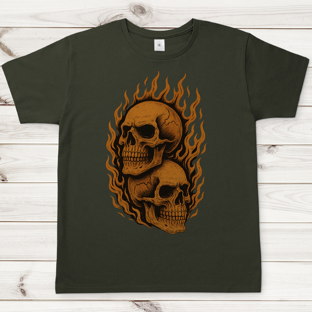 Herren T-Shirt Schädel in Flammen