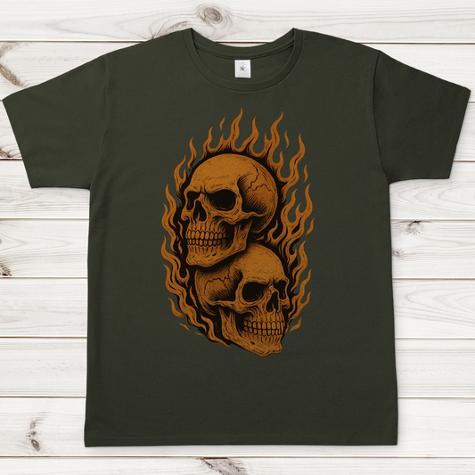 Herren T-Shirt Schädel in Flammen
