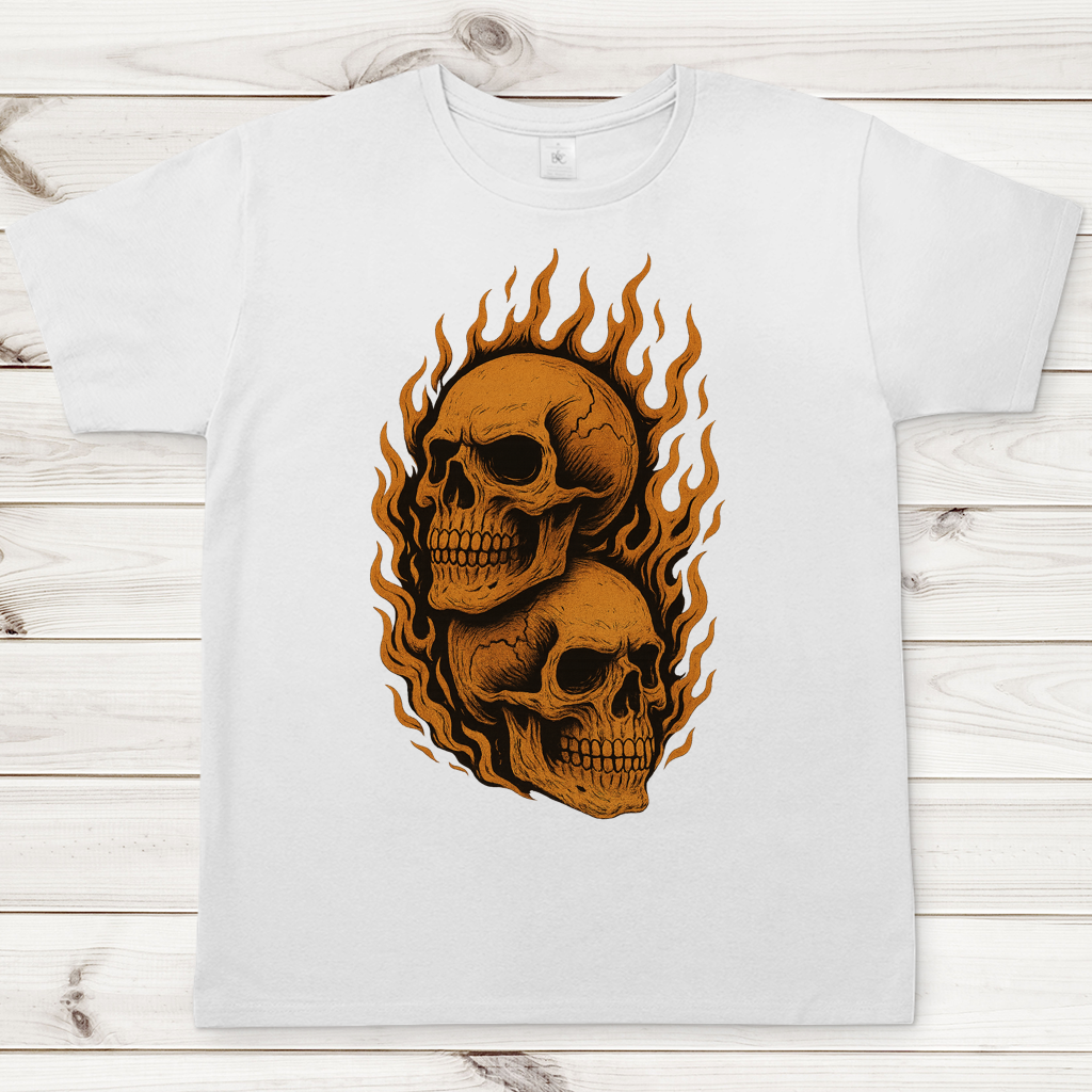 Herren T-Shirt Schädel in Flammen