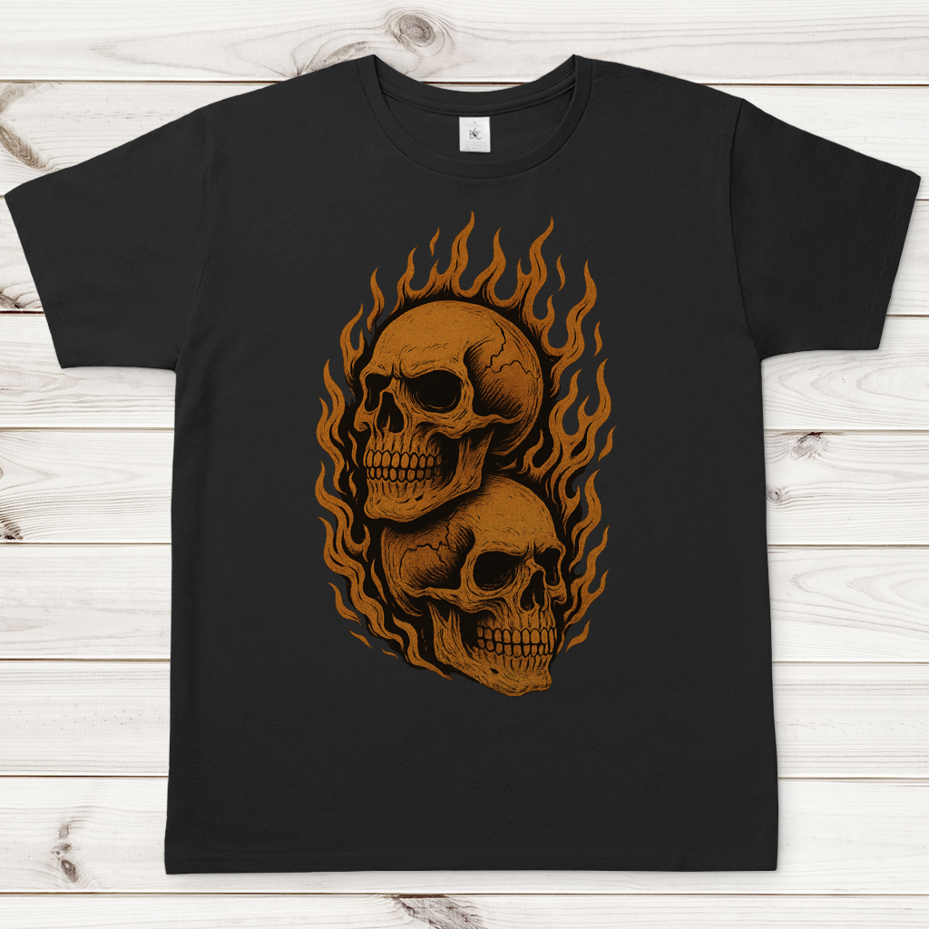 Herren T-Shirt Schädel in Flammen