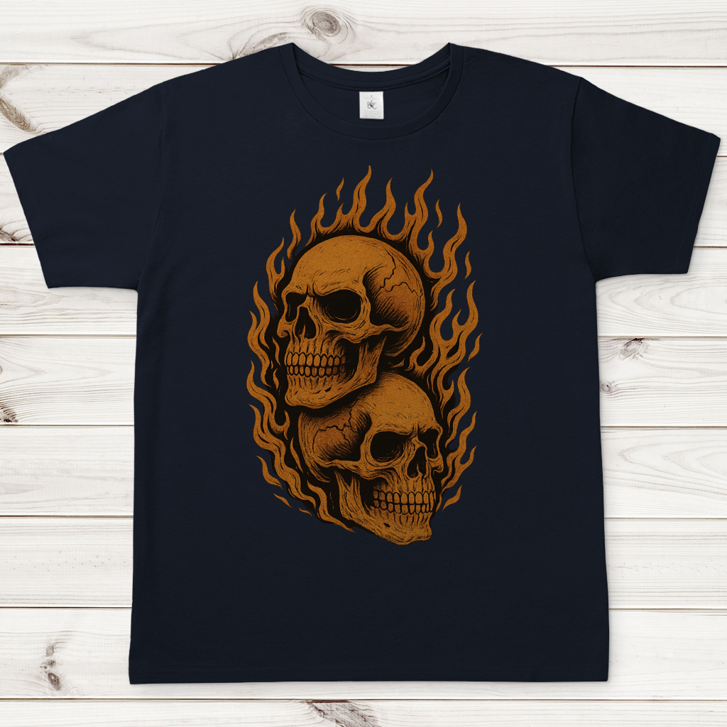 Herren T-Shirt Schädel in Flammen