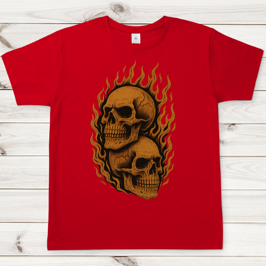 Herren T-Shirt Schädel in Flammen