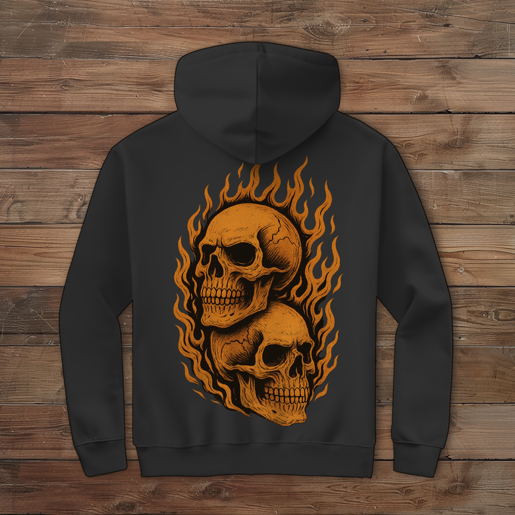 Herren Zipper Hoodie Schädel in Flammen