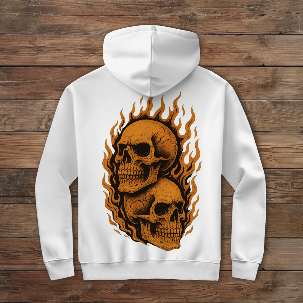 Herren Zipper Hoodie Schädel in Flammen