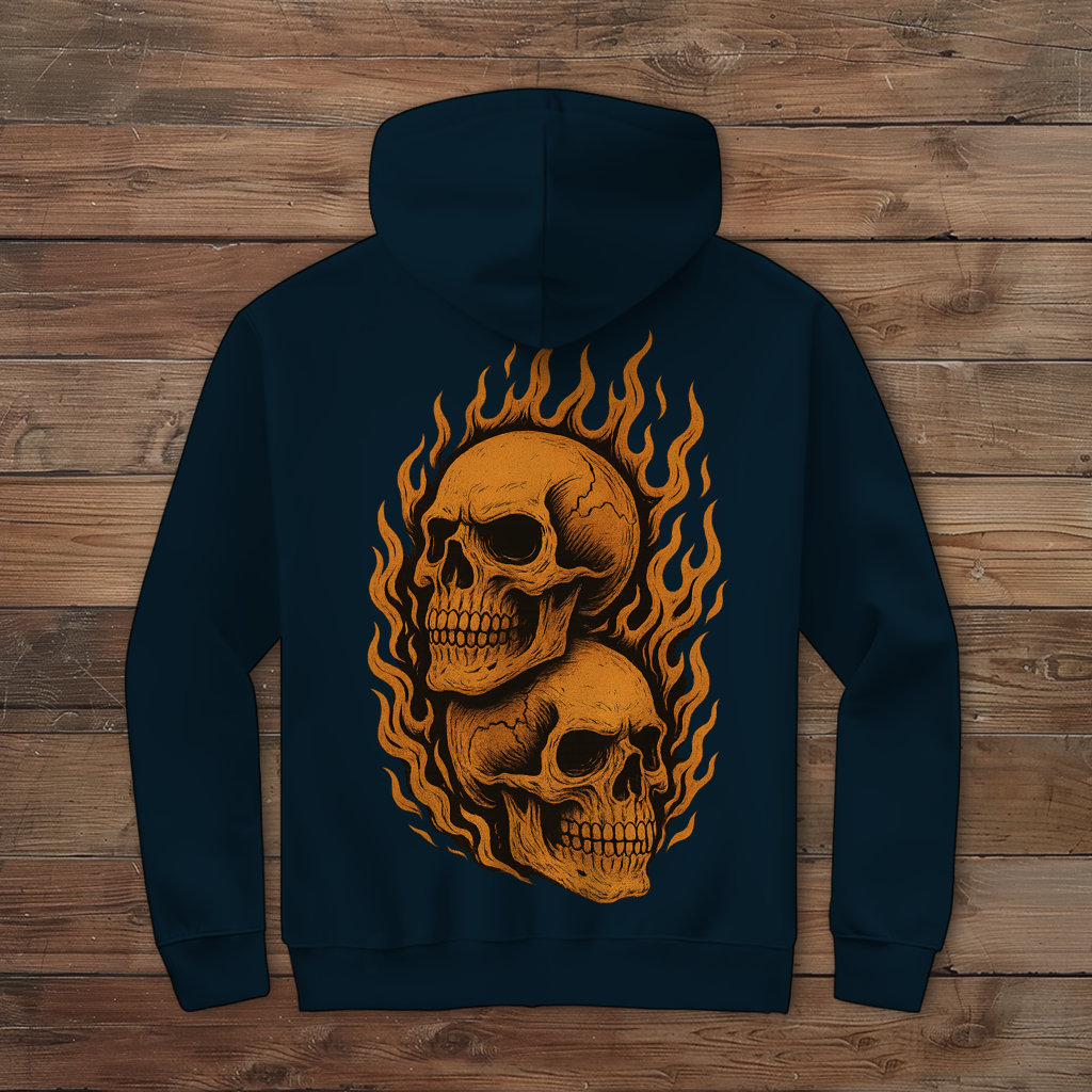 Herren Zipper Hoodie Schädel in Flammen