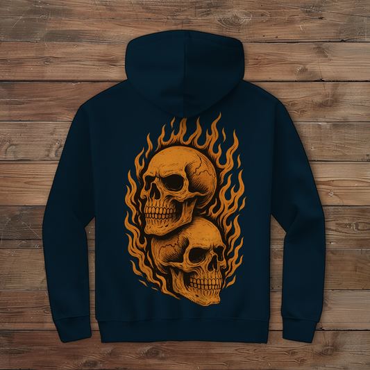 Herren Zipper Hoodie Schädel in Flammen