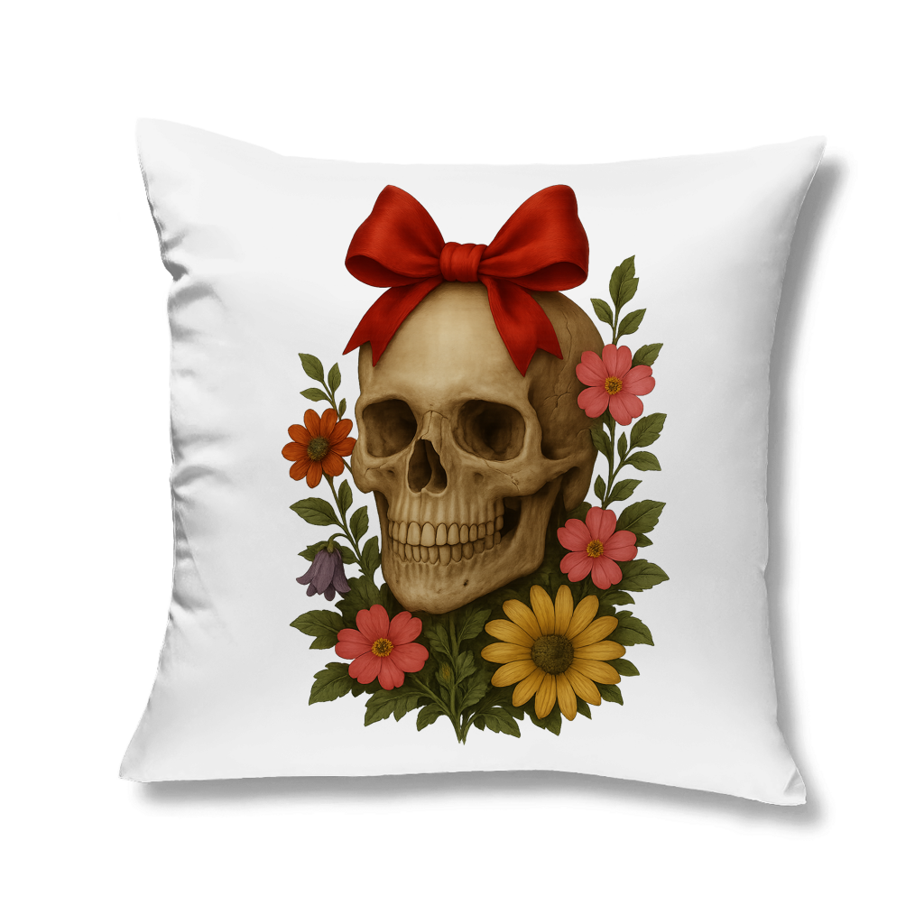 Kopfkissen Schädel mit Schleife und Blumen