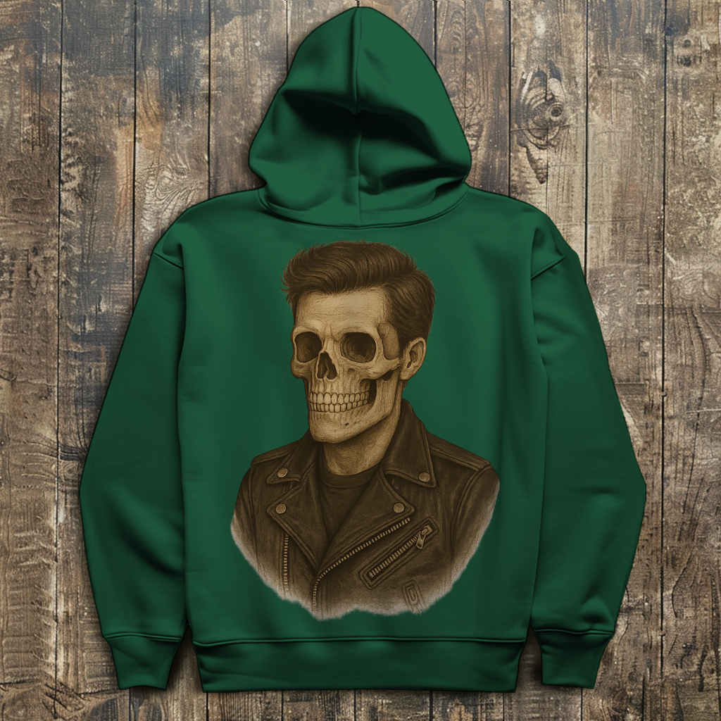 Herren Hoodie Skelettmann Lederjacke