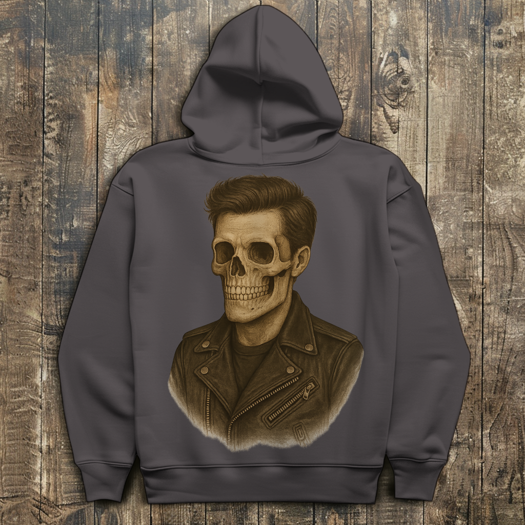 Herren Hoodie Skelettmann Lederjacke