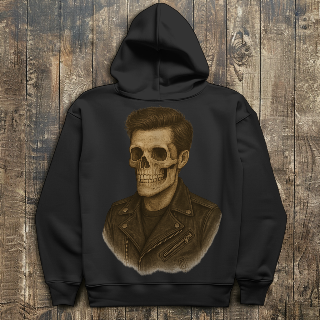 Herren Hoodie Skelettmann Lederjacke
