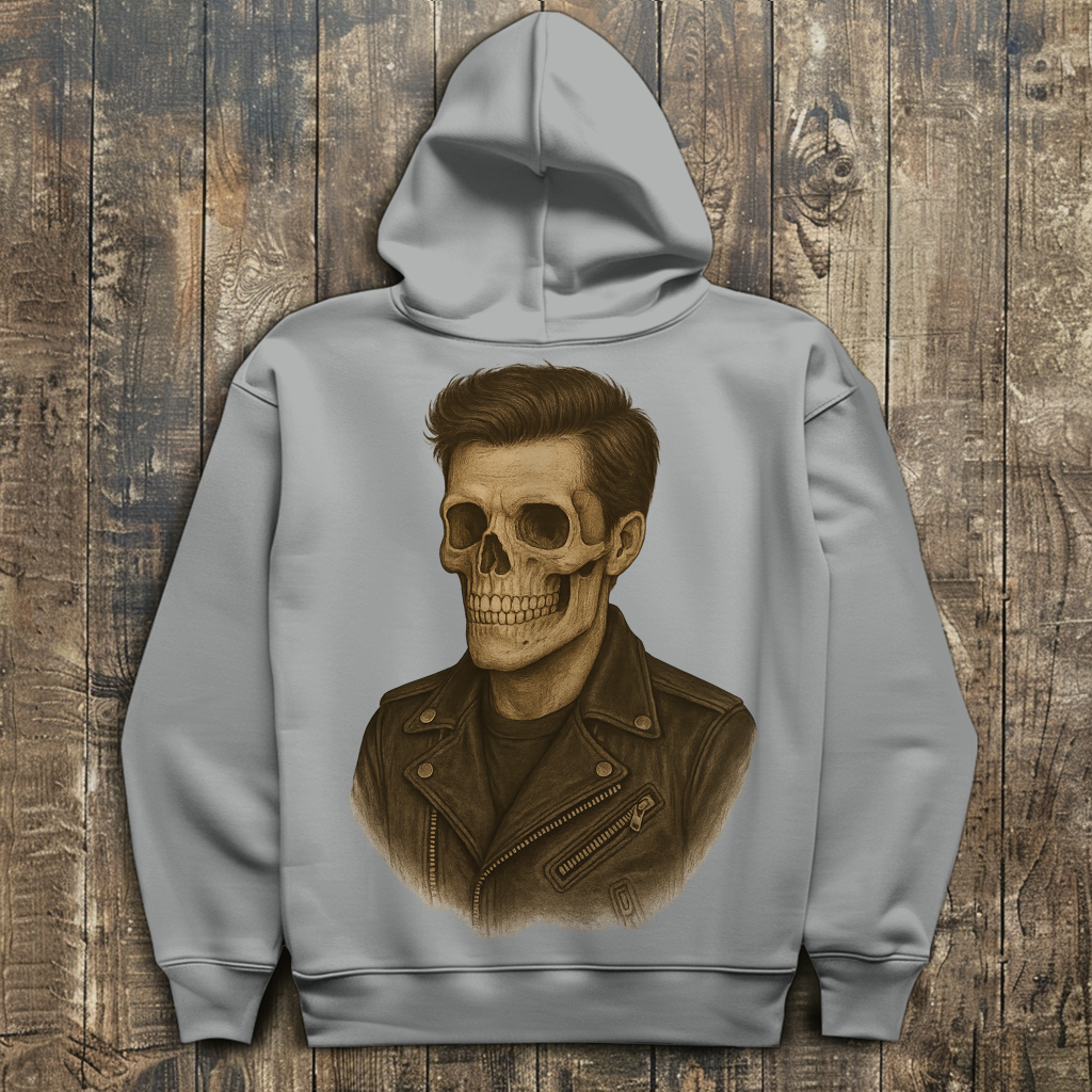 Herren Hoodie Skelettmann Lederjacke