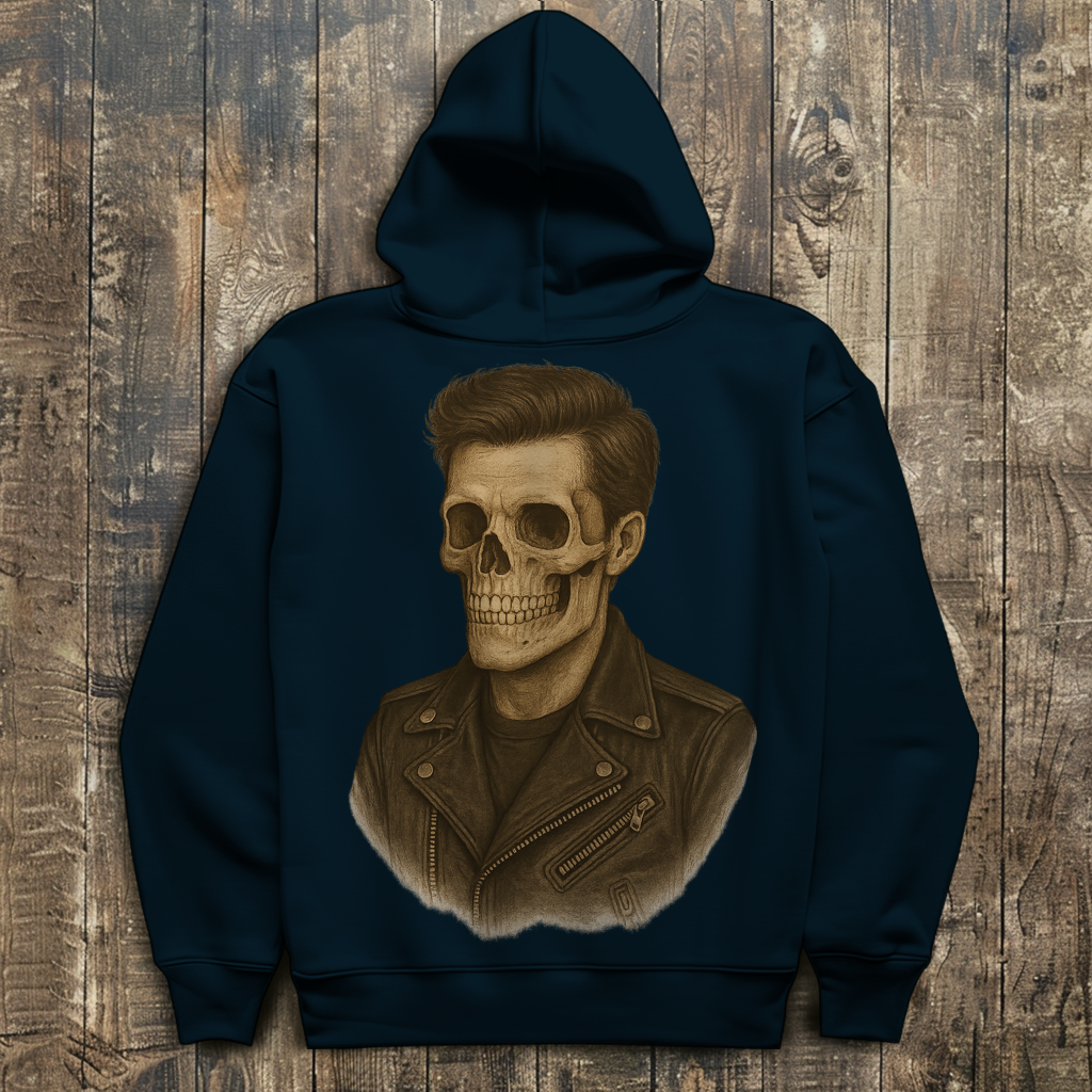 Herren Hoodie Skelettmann Lederjacke