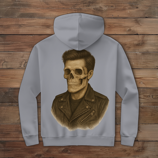Herren Zipper Hoodie Skelettmann Lederjacke