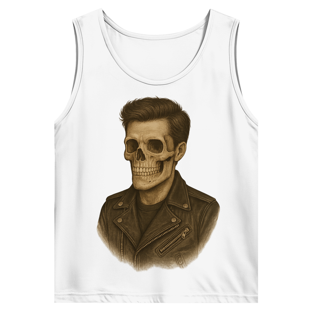Herren Basic Tank Top Skelettmann Lederjacke