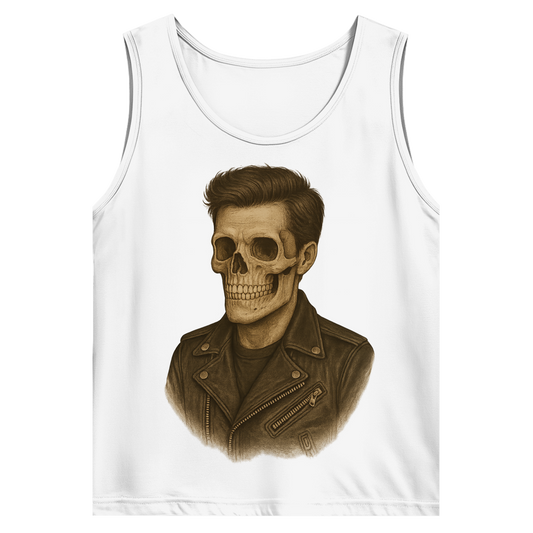 Herren Basic Tank Top Skelettmann Lederjacke