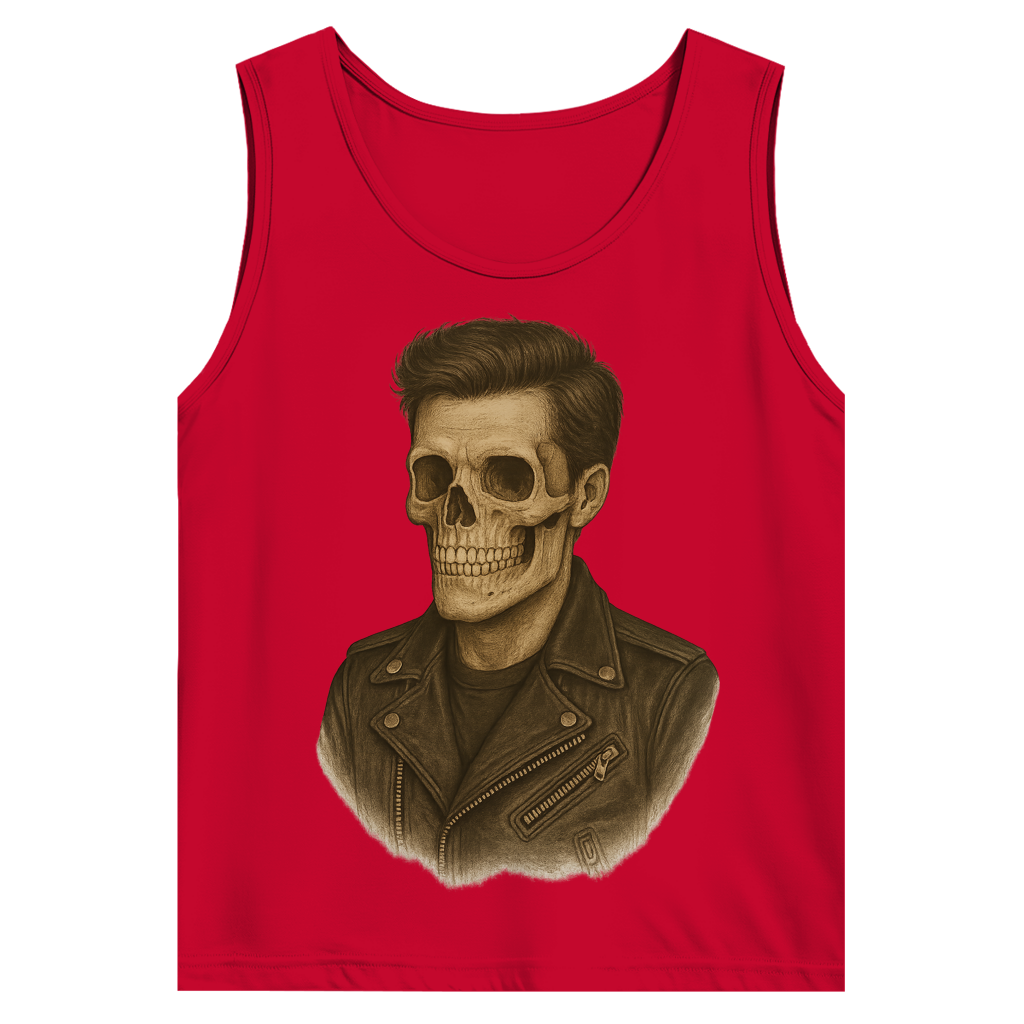 Herren Basic Tank Top Skelettmann Lederjacke