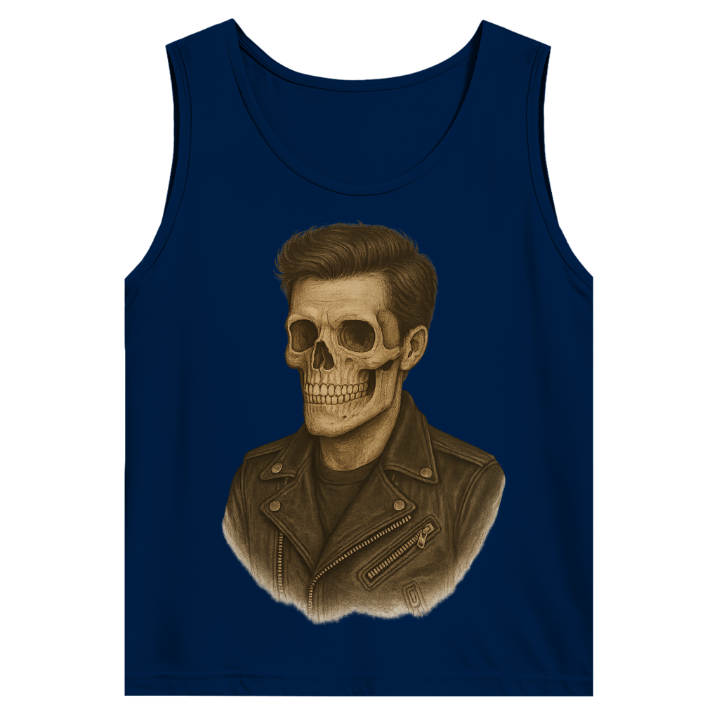Herren Basic Tank Top Skelettmann Lederjacke