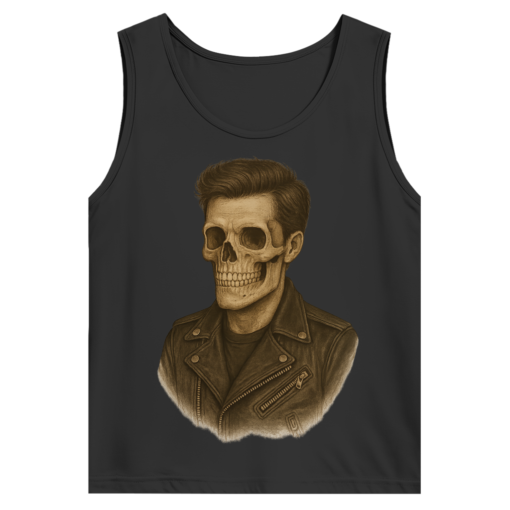 Herren Basic Tank Top Skelettmann Lederjacke