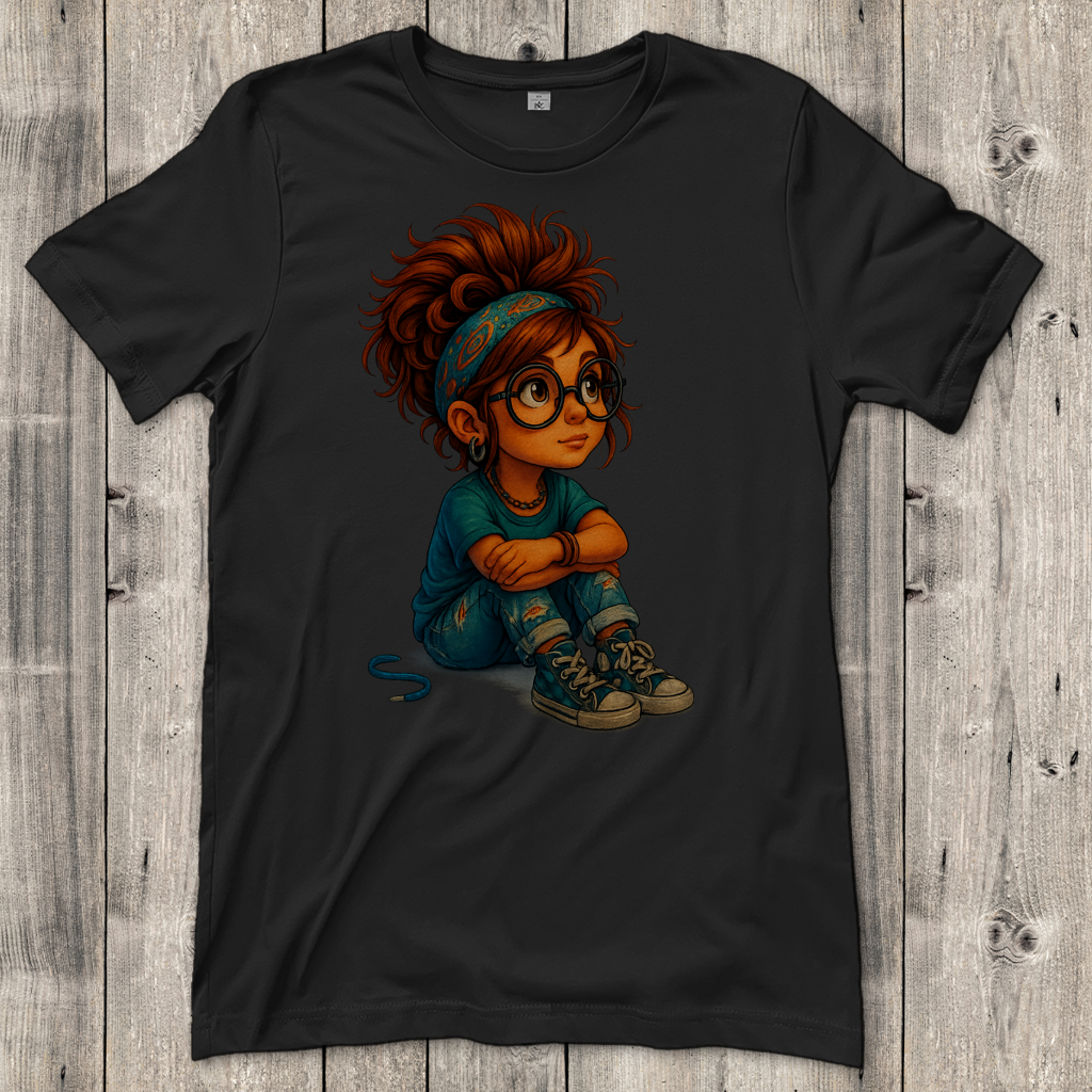 Damen T-Shirt Girl Träumt vor sich hin