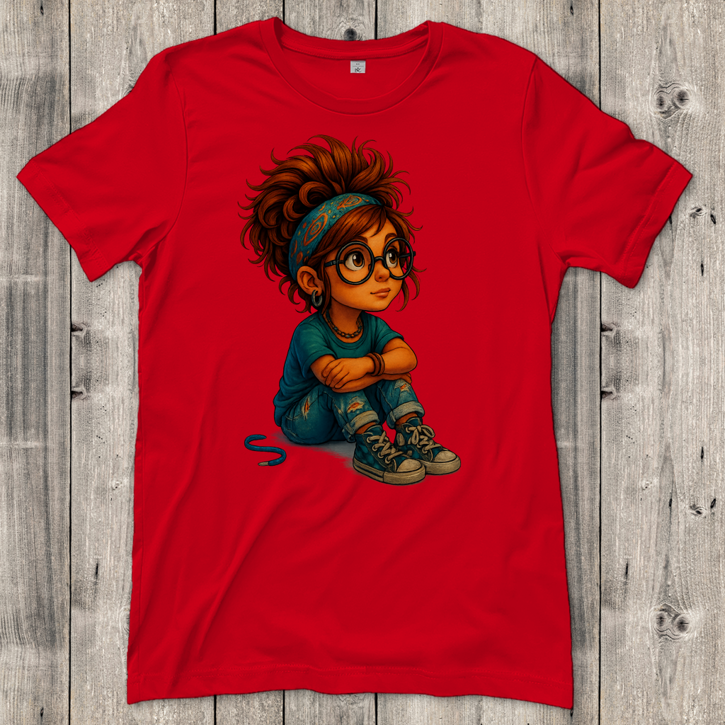 Damen T-Shirt Girl Träumt vor sich hin
