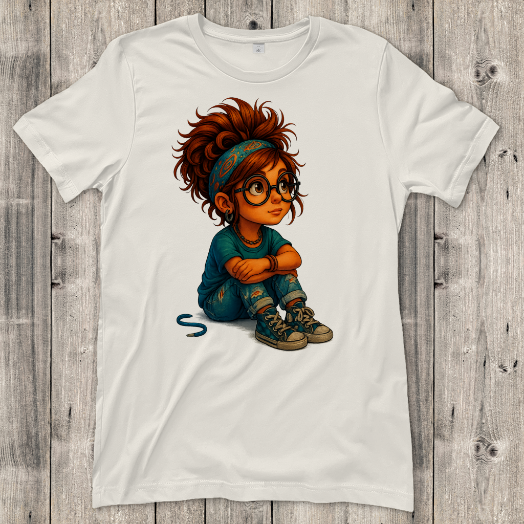 Damen T-Shirt Girl Träumt vor sich hin