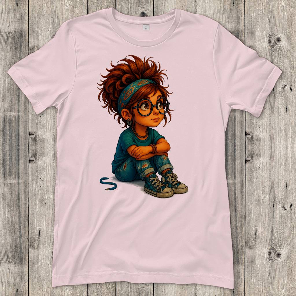 Damen T-Shirt Girl Träumt vor sich hin