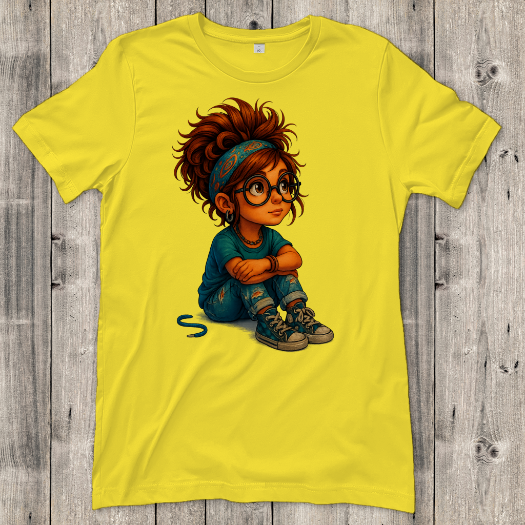 Damen T-Shirt Girl Träumt vor sich hin